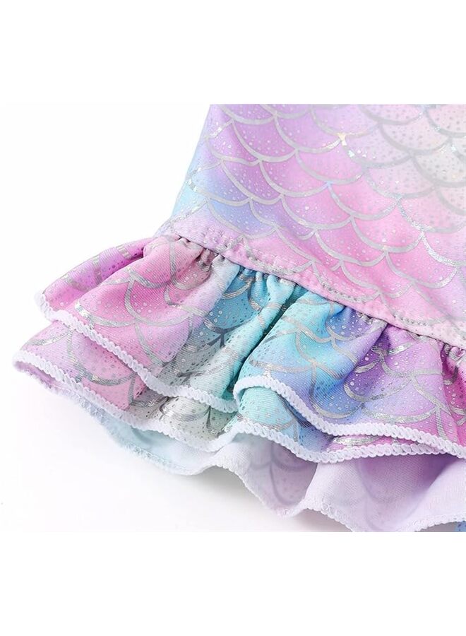 Mermaid Swimsuit Bikini Set for Little Girls Princess Swimming Costume 4 Pieces Kids Role Play Bathing Suit Set?Mermaid for Swimming Girls Swimsuit Princess (Color : Pink, Size120 - Image 3