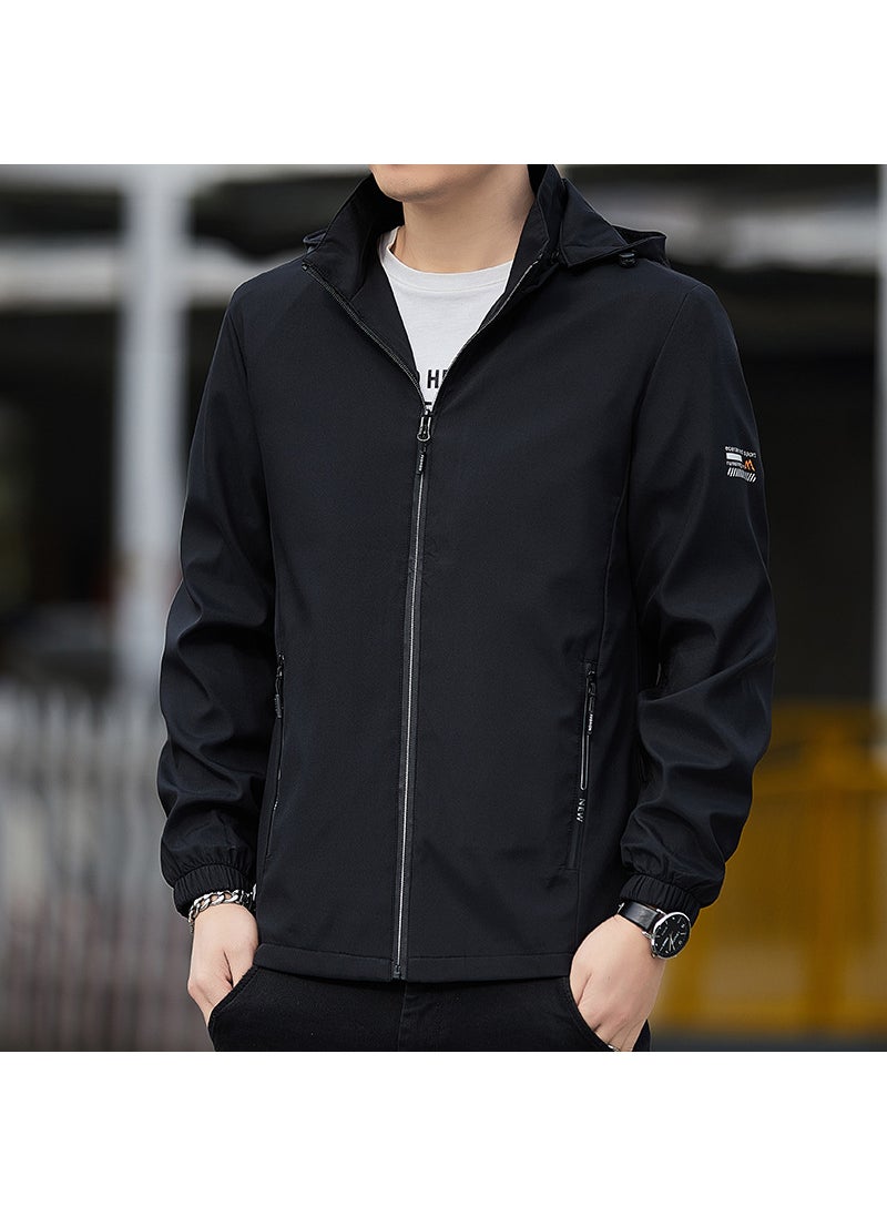 Generic - 2024 Mens Spring Autumn Casual Hooded Jacket Dark blue - Image 1