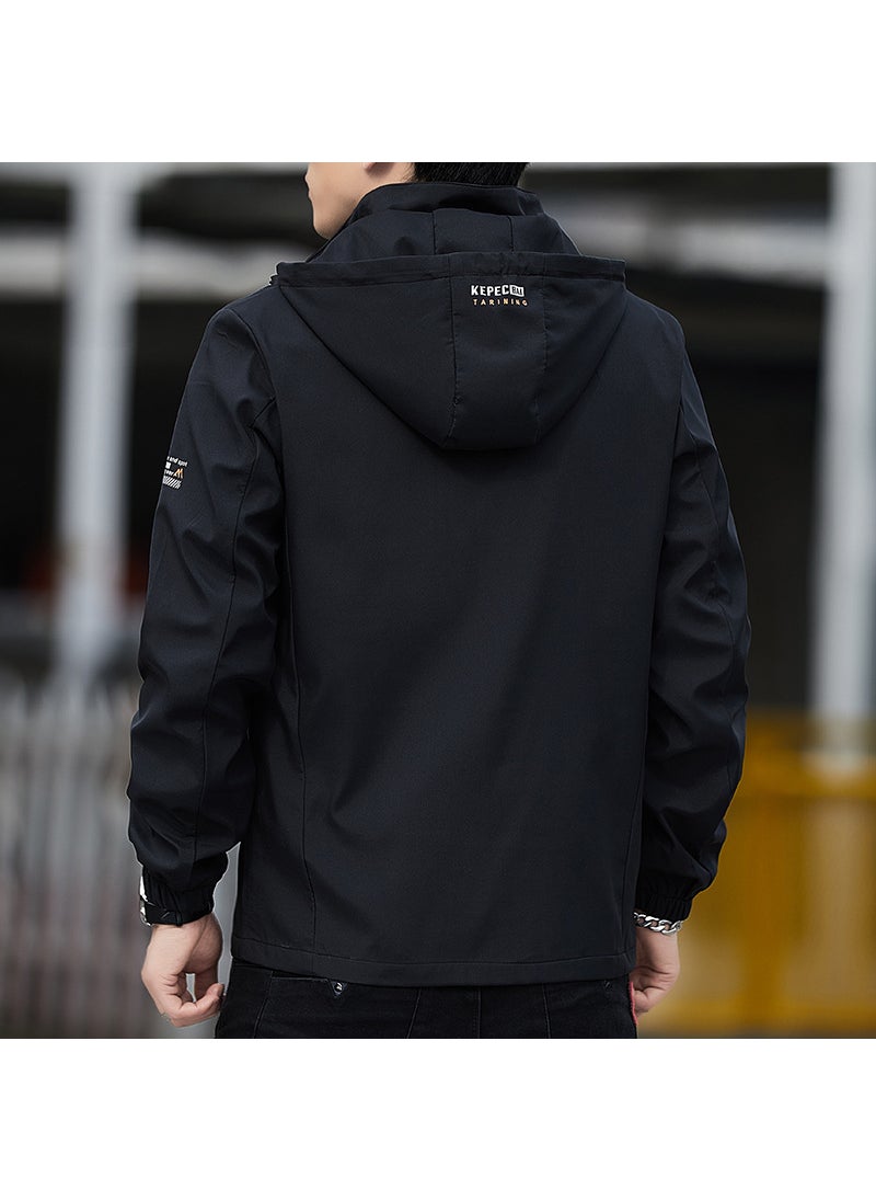 Generic - 2024 Mens Spring Autumn Casual Hooded Jacket Dark blue - Image 1