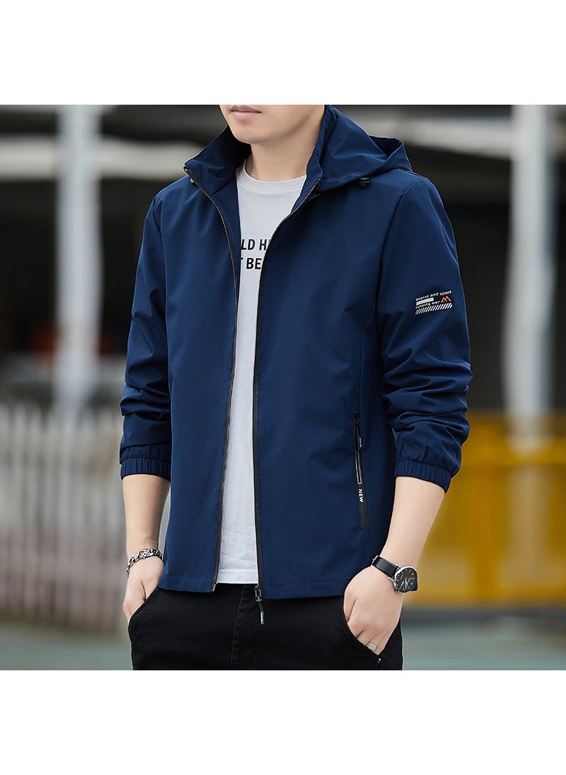 Generic - 2024 Mens Spring Autumn Casual Hooded Jacket Dark blue - Image 1