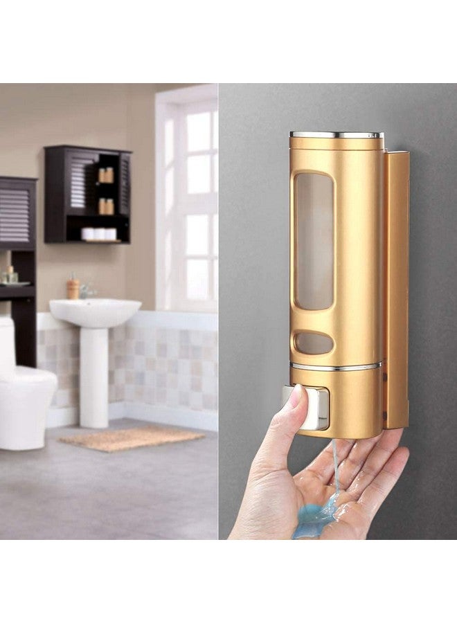 BATH GURU موزع صابون وشامبو ومعقم جل سائل مثبت على الحائط من باث غورو للحمام والمطبخ 400 مل (3، ذهبي) - Image 4