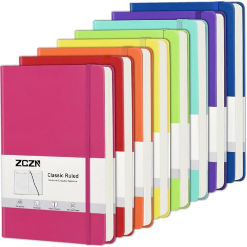 ZCZN 8 Pack Hardcover Journal Notebooks, 5.5"x8.3", Hardcover, 8 Colors, A5 Lined Journals for Notes-taking,Writing,Diary, Ruled Journaling Notebooks for Work School Travel Home - Image 1