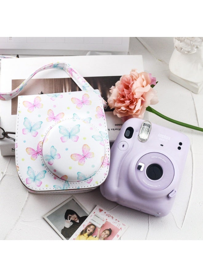 Instax Mini 12/11/9/8 Camera Case, Cute PU Leather Camera Bag for Fujifilm Instax Mini 12/11/9/8 (with Adjustable Shoulder Strap), Designed for Girls (Colorful Butterfly Pattern) - Image 5