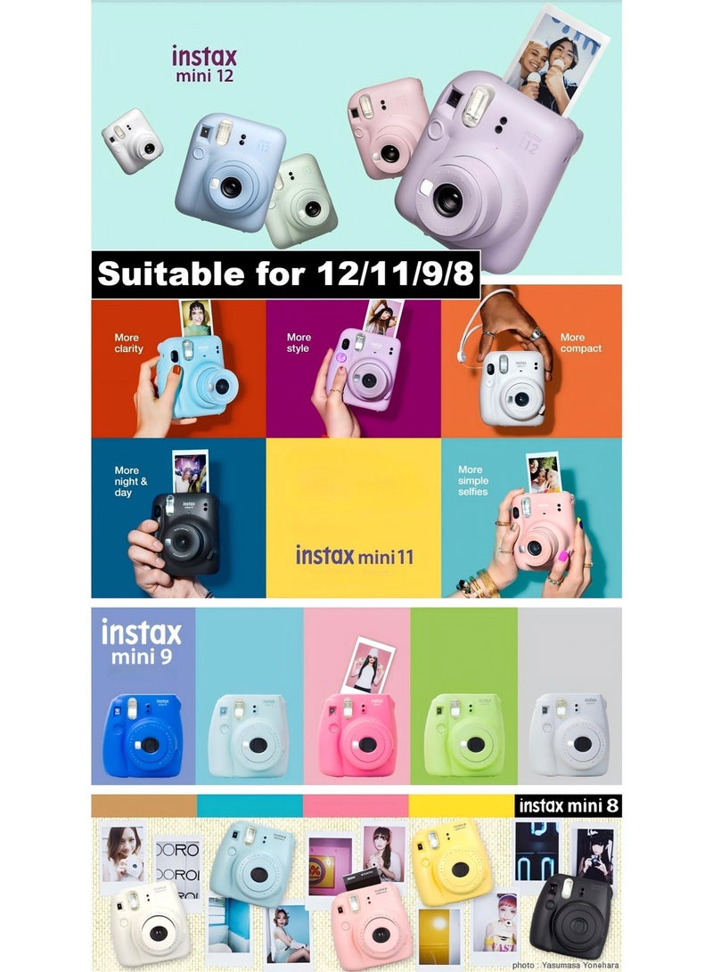 Instax Mini 12/11/9/8 Camera Case, Cute PU Leather Camera Bag for Fujifilm Instax Mini 12/11/9/8 (with Adjustable Shoulder Strap), Designed for Girls (Colorful Butterfly Pattern) - Image 4