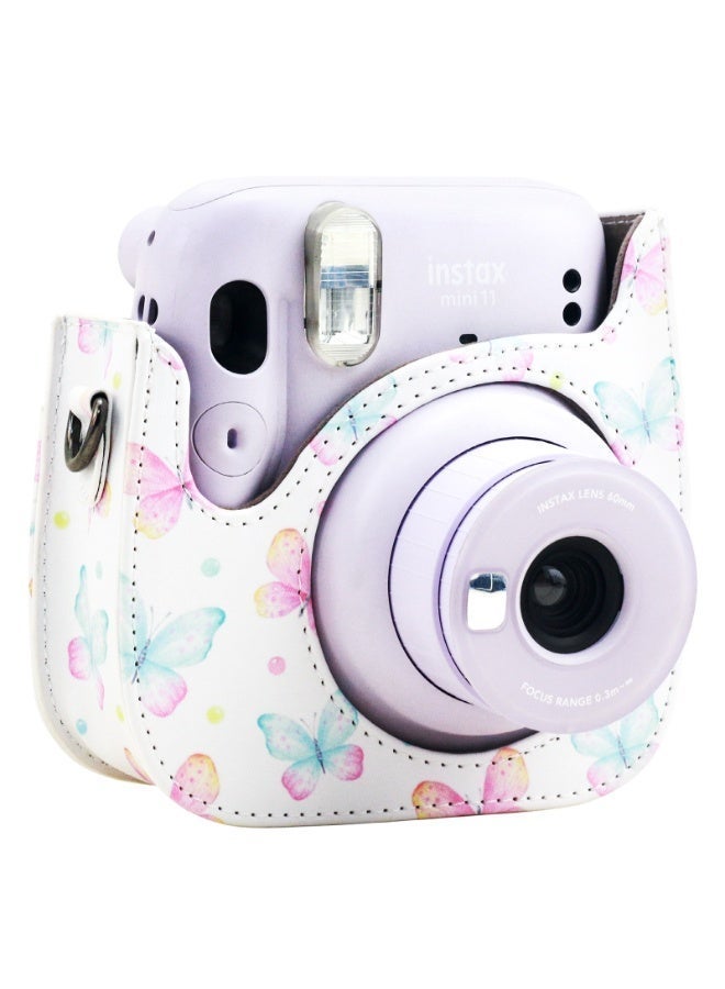 Instax Mini 12/11/9/8 Camera Case, Cute PU Leather Camera Bag for Fujifilm Instax Mini 12/11/9/8 (with Adjustable Shoulder Strap), Designed for Girls (Colorful Butterfly Pattern) - Image 2