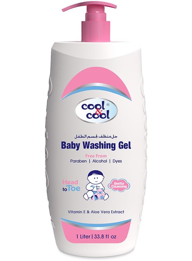 Cool & Cool Baby Washing Gel 1 Liter Head To Toe Baby Bath Dye Free Tear Free Alcohol Free Paraben Free Vitamin E & Aloe Vera Extract With Extra Mild Formula - Image 1