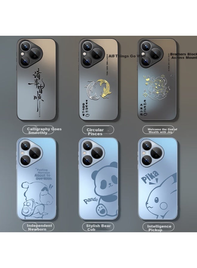 Xp Compatible Huawei Pura80 Phone Case, Full Lens Protection P80 Cover, Ultra-thin Heat Dissipation Frosted Cartoon Design For Men And Women, Shockproof Business Premium Feel - Graphite Gray Calligraphy Jieshu - Image 2