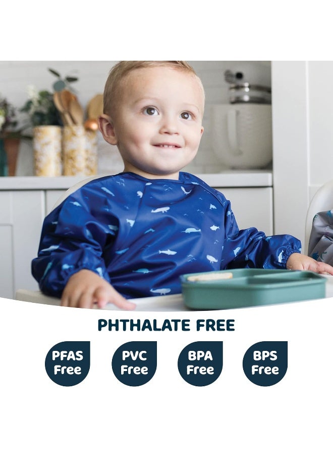 Tiny Twinkle Mess Proof Baby Bib,Waterproof Smock Baby Bib for Eating,Machine Washable Long Sleeve Bib,Baby Led Weaning,Toddler Bib,BLW Supplies(Ocean Life, Small 6-24 Months) - Image 4