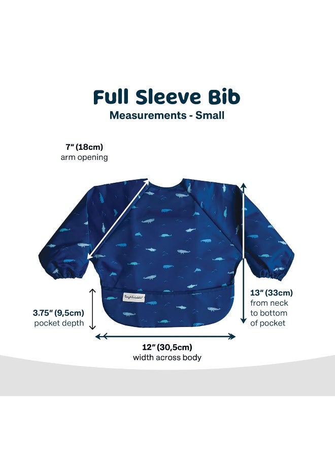 Tiny Twinkle Mess Proof Baby Bib,Waterproof Smock Baby Bib for Eating,Machine Washable Long Sleeve Bib,Baby Led Weaning,Toddler Bib,BLW Supplies(Ocean Life, Small 6-24 Months) - Image 2