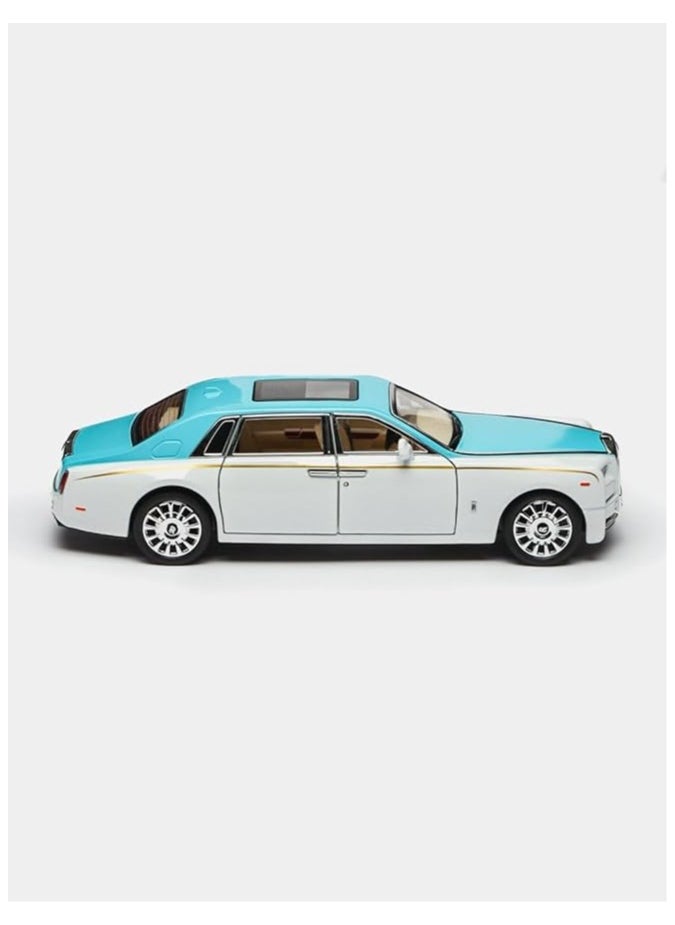 Toy - A white Rolls-Royce Phantom with blue metal trim and headlights - 1:24 - Image 1