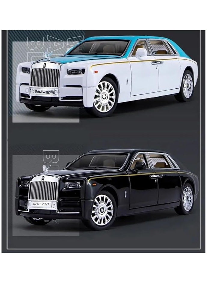 Toy - A white Rolls-Royce Phantom with blue metal trim and headlights - 1:24 - Image 1