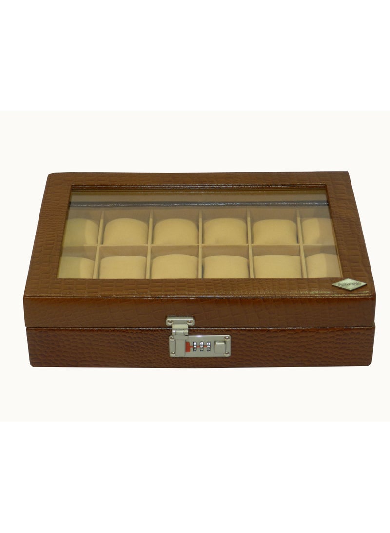 LAVERI LEATHER Laveri Watch Box for Men Women (18 Slots), Premium  Leather Watch Case  Organizer with Crystal Glass Top, Removable Pillow - Image 2