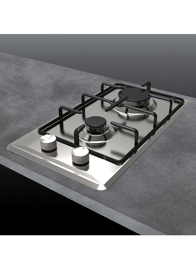 GLEMGAS BuiltIn Gas Hob 29CM Domino 2 Gas Burners Front Control Steel  - Image 2