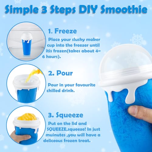 ROEDEER Large Slushie Cup 500ml,Frozen Magic Slushy Cup Maker,DIY Homemade Ice Cream,Milk Shake,Drinks Smoothie,Fruit Juice Slush Cup,Cool Stuff Gifts for Kids and Family - Blue - Image 4