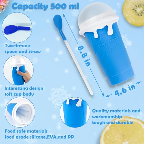 ROEDEER Large Slushie Cup 500ml,Frozen Magic Slushy Cup Maker,DIY Homemade Ice Cream,Milk Shake,Drinks Smoothie,Fruit Juice Slush Cup,Cool Stuff Gifts for Kids and Family - Blue - Image 5