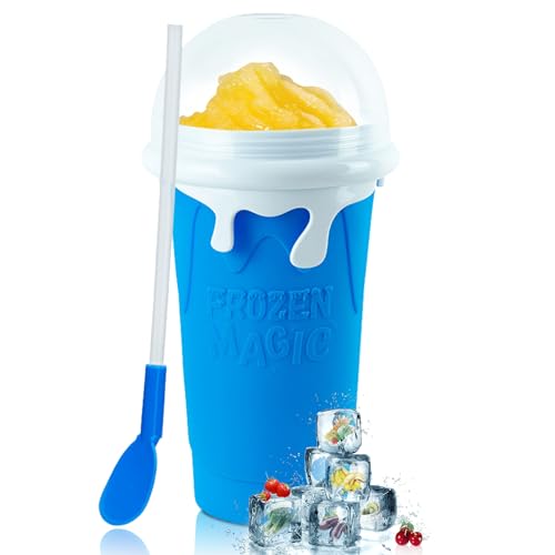ROEDEER Large Slushie Cup 500ml,Frozen Magic Slushy Cup Maker,DIY Homemade Ice Cream,Milk Shake,Drinks Smoothie,Fruit Juice Slush Cup,Cool Stuff Gifts for Kids and Family - Blue - Image 1