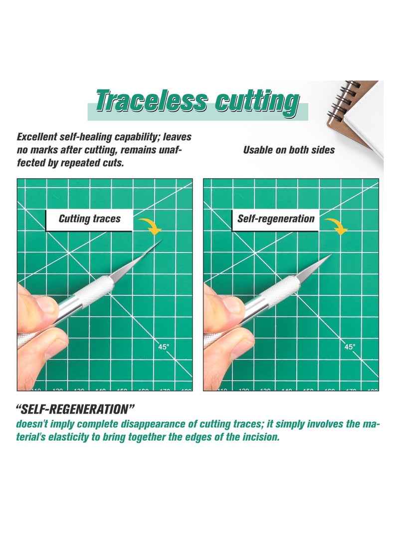 Excefore Cutting Mat Craft Mat, 5-Ply Double Sided Self-Healing Craft Cutting Mat, Guide Grid Lines Design for Cutting Fabric, for Arts and Crafts, Sewing and Scrapbooking (18''x12'', A3, Green)  - Image 2