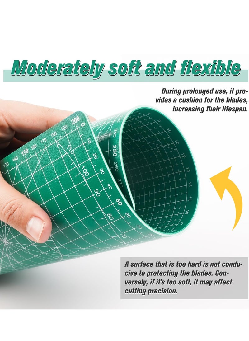 Excefore Cutting Mat Craft Mat, 5-Ply Double Sided Self-Healing Craft Cutting Mat, Guide Grid Lines Design for Cutting Fabric, for Arts and Crafts, Sewing and Scrapbooking (18''x12'', A3, Green)  - Image 5