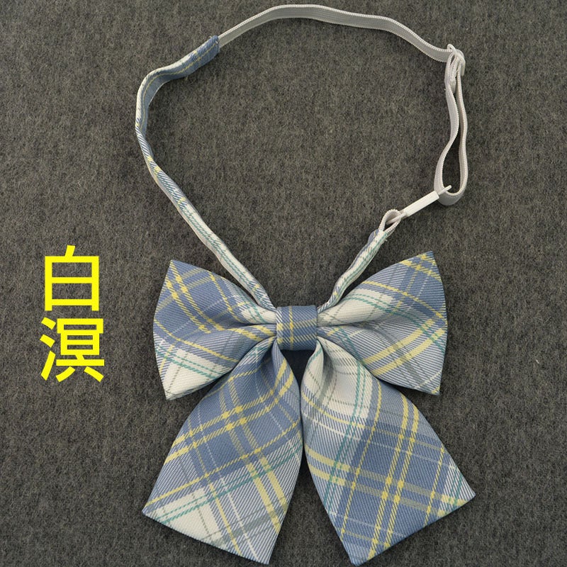 Loquat Preppy Style Cotton Black Bow Tie Checked Collar Accessory Bai Ming - Image 1