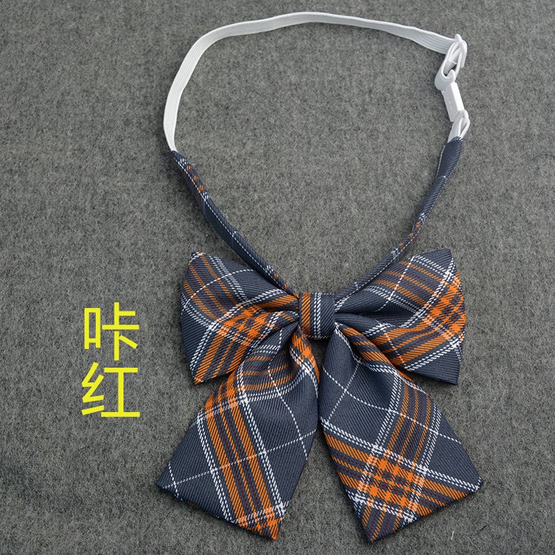 Loquat Preppy Style Cotton Black Bow Tie Checked Collar Accessory Bai Ming - Image 4