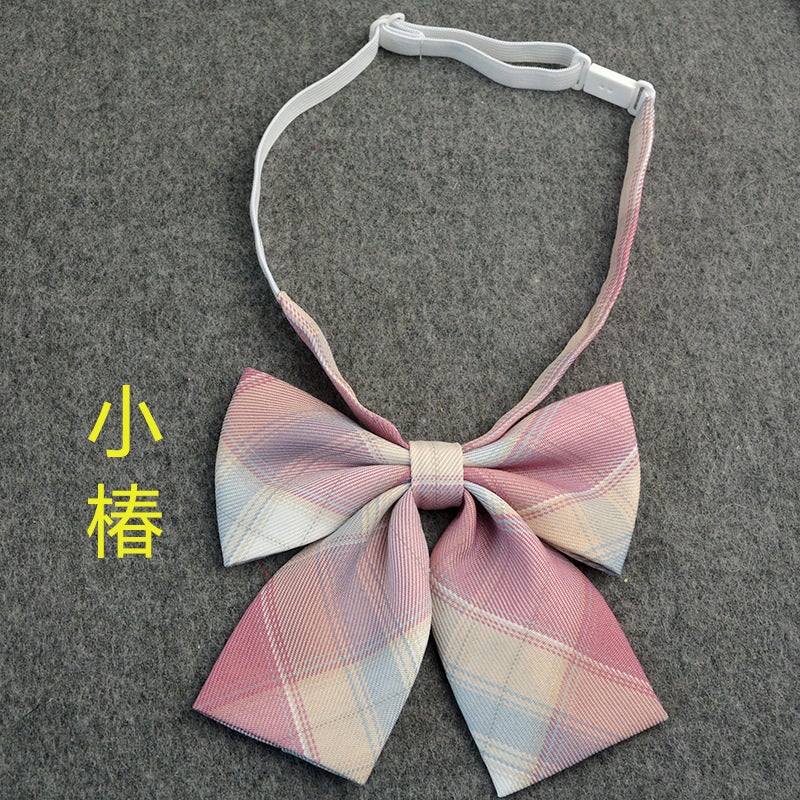 Loquat Preppy Style Cotton Black Bow Tie Checked Collar Accessory Bai Ming - Image 5