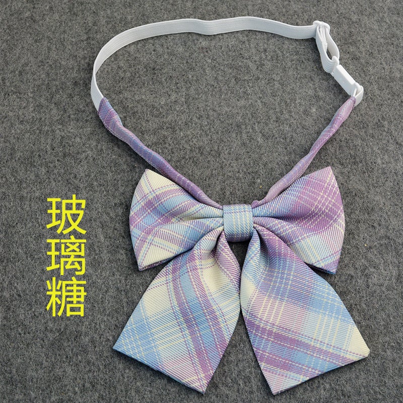 Loquat Preppy Style Cotton Black Bow Tie Checked Collar Accessory Bai Ming - Image 3