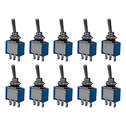 Electronicspices Electronic Spices 10pcs SPDT Mini Toggle Switch 3-Pin 2 Position ON/ON Miniature Toggle Switch 6A 125V AC - Image 1