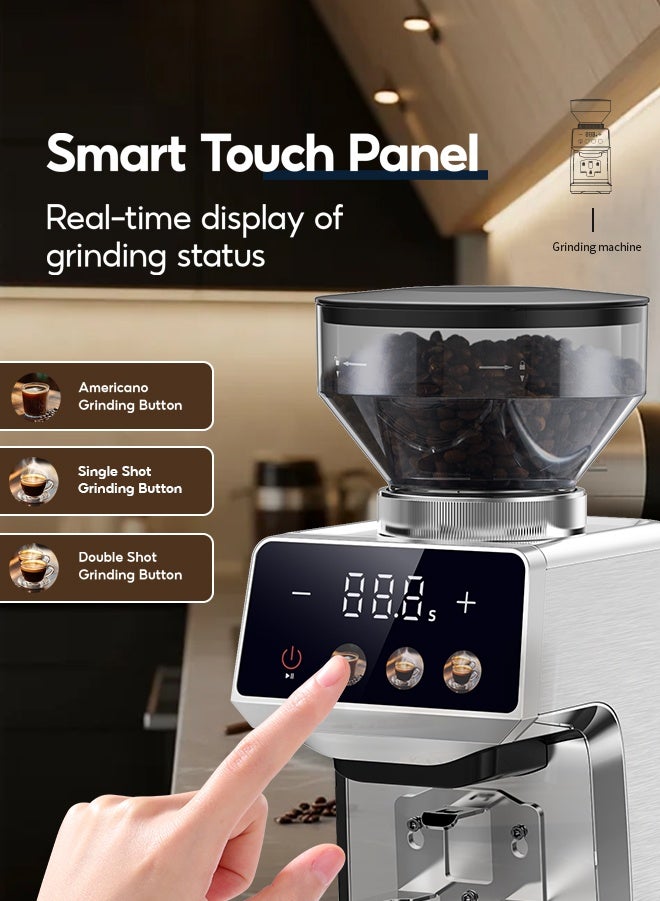 CAFELFFE V60 Conical Burr Coffee Grinder with 51mm/58mm Bracket, 35 Adjustable Grind Settings, Precision Timer, Anti-Static Design,Touchscreen– Ideal for Espresso, Drip, Pour Over, Cold Brew, and French Press - Image 2