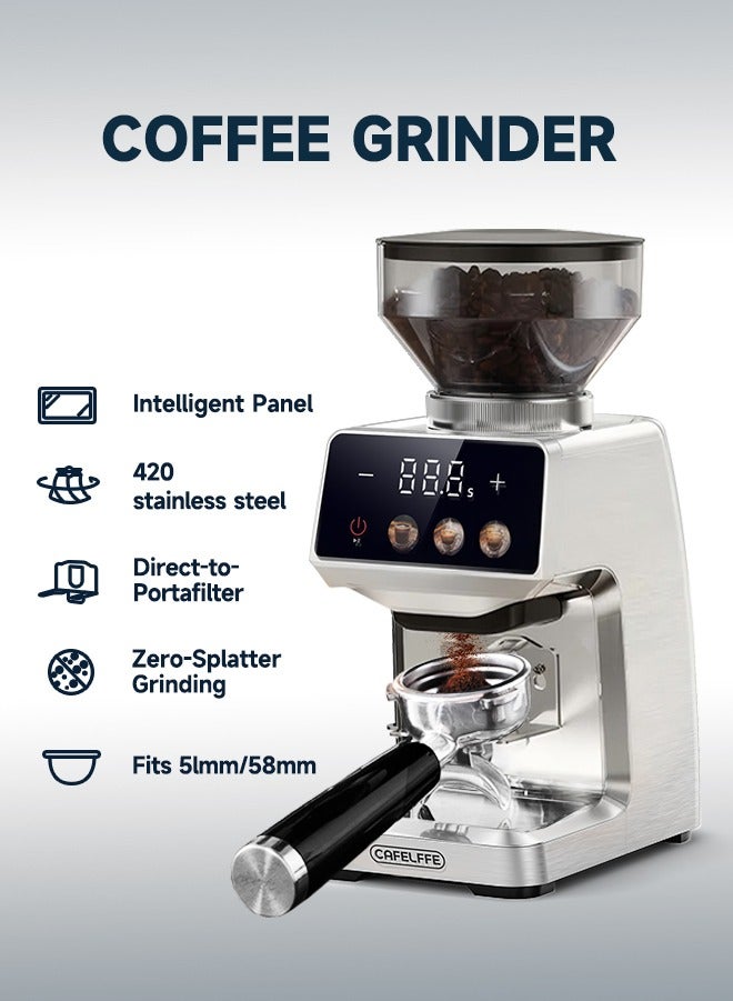 CAFELFFE V60 Conical Burr Coffee Grinder with 51mm/58mm Bracket, 35 Adjustable Grind Settings, Precision Timer, Anti-Static Design,Touchscreen– Ideal for Espresso, Drip, Pour Over, Cold Brew, and French Press - Image 1