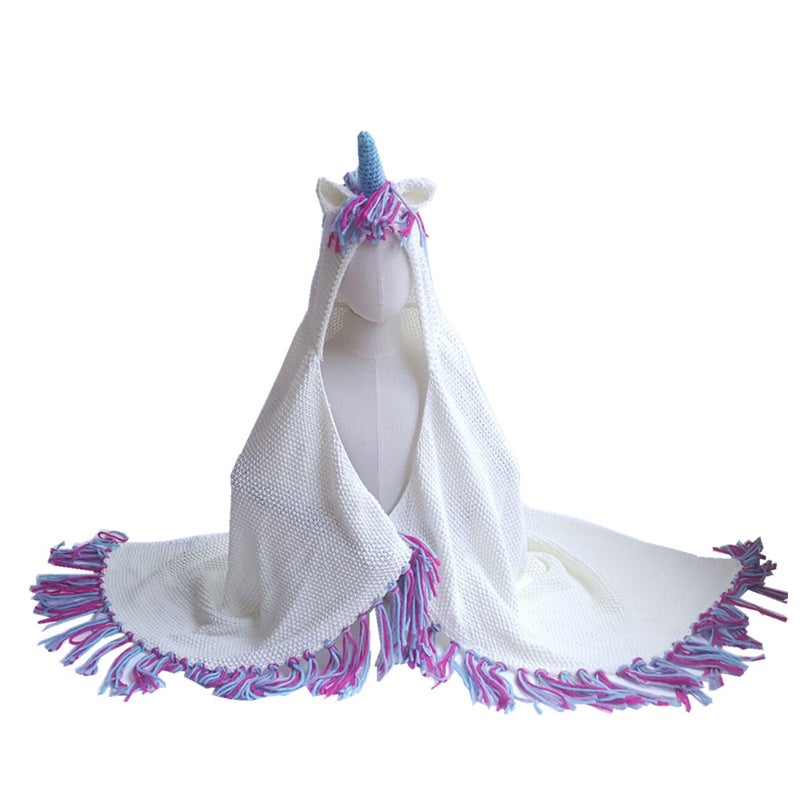 2pcs Colorful Knitted Blanket Cloak Cozy Crochet Sleeping Cover for Children Kids - Image 2