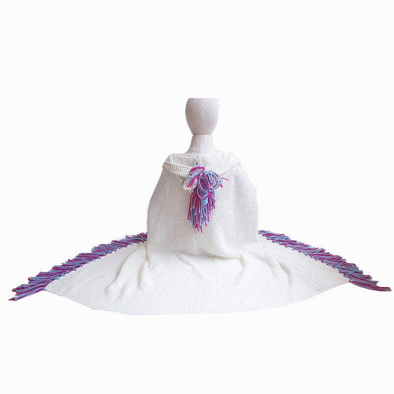 2pcs Colorful Knitted Blanket Cloak Cozy Crochet Sleeping Cover for Children Kids - Image 1