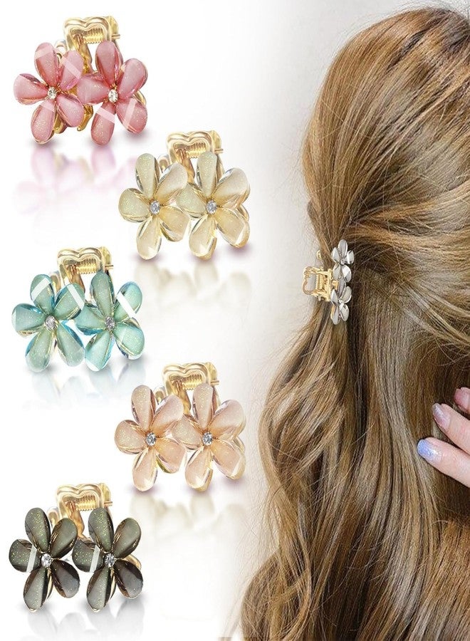 RHOSYN HAIR ACCESSORIES Hair Clips For Women Alloy Rhinestone Clutchers For Girls Stylish Latest Flower Metal Barrettes Juda Bun Shaper Hair Accessories (Pack-6 Multicolor) - Image 2