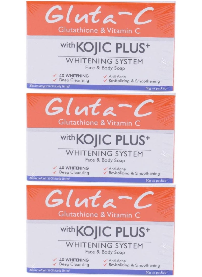 GLUTA C Three Pieces Of Face And Body Soap With Kojic Plus 60x3 g  - Image 1