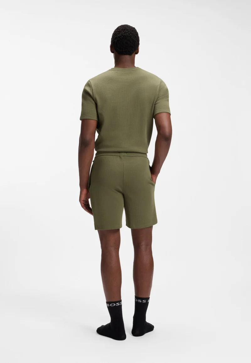 بوس Cotton-blend pyjama shorts with embroidered logo
