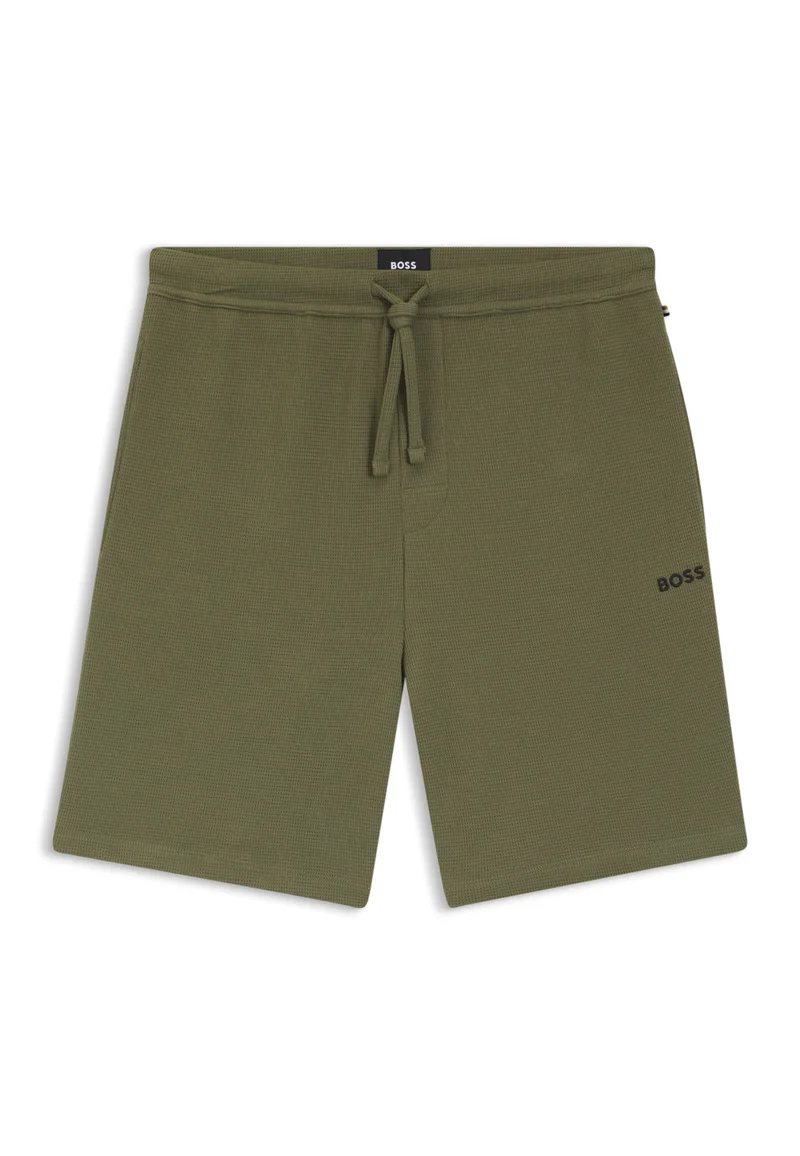 BOSS Open Green Cotton-blend pyjama shorts with embroidered logo for Men | Best Price UAE