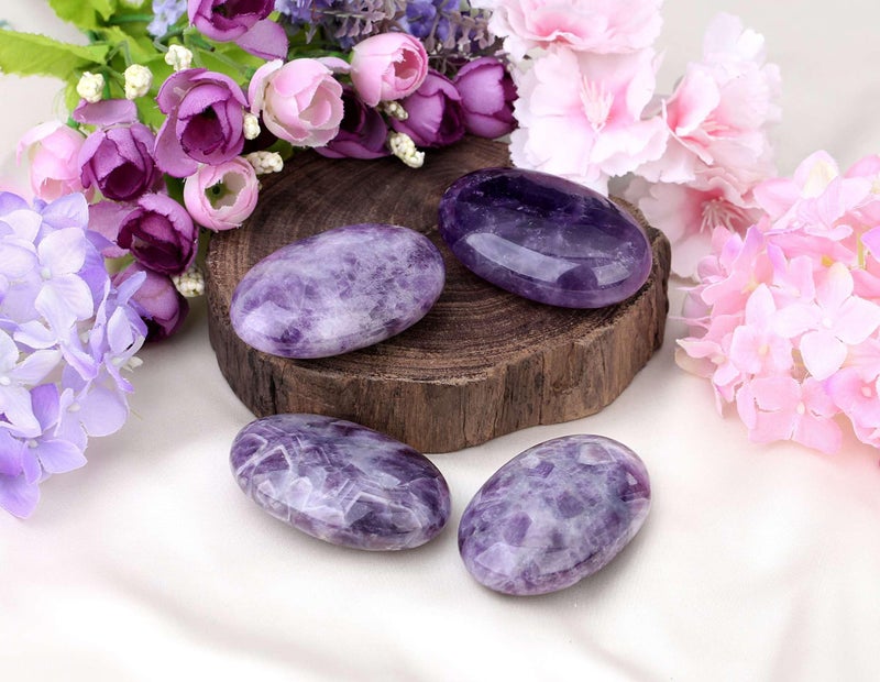 LAIDANLA Amethyst 2.4" Large Palm Stone Healing Crystals Natural Gemstones Calming Effects Energy Balancing Reiki Polished Worry Stone Cleansing Protection Anxiety Stress Relief Therapy 1PC - Image 3