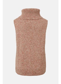 Tchibo Women Knitted Sleeveless Sweater Vest, Dark Blush Combo  - Image 2