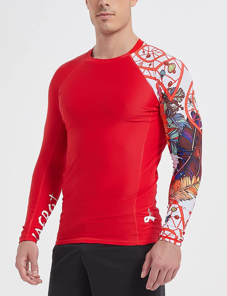 LAFROI Men's Long Sleeve UPF 50+ Baselayer Skins Performance Fit Compression Rash Guard-CLYYB Asym Red Fire Size SM - Image 5