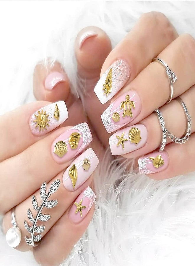 Mxxipp 2 Disc Gold Ocean Theme Nail Charms, 3D Summer Beach Starfish Seashell Nail Accessories, Non-Faded Alloy Nail Art Gems Rhinestones Decorations for Manicure Design Embellishments - Image 4