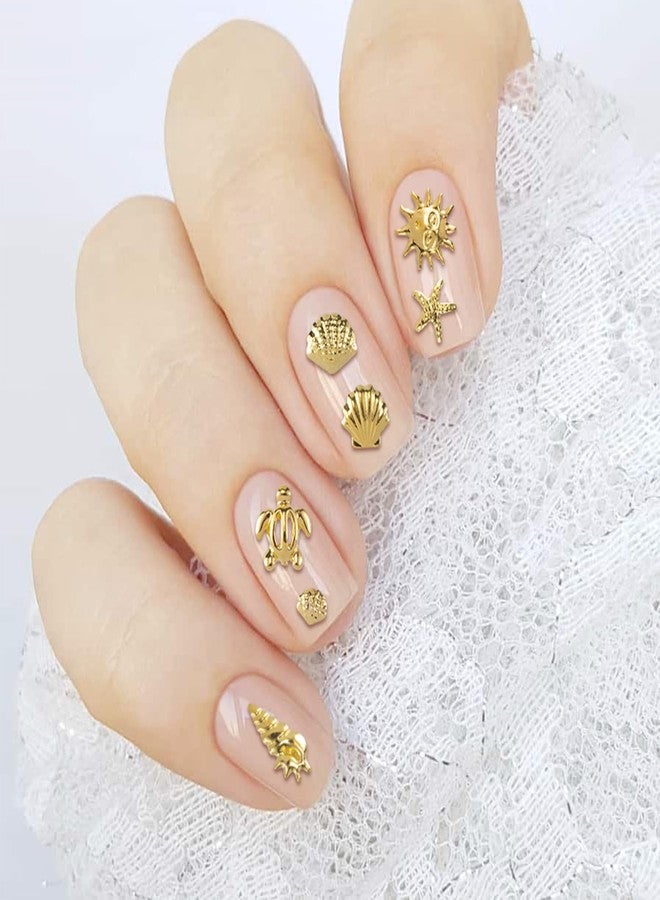 Mxxipp 2 Disc Gold Ocean Theme Nail Charms, 3D Summer Beach Starfish Seashell Nail Accessories, Non-Faded Alloy Nail Art Gems Rhinestones Decorations for Manicure Design Embellishments - Image 5