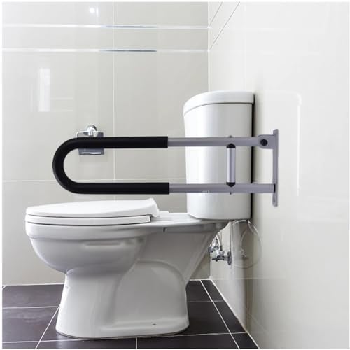 BATH GURU Aluminium Bathroom Flip Up Safety Handrail Support for Senior Citizens, Handicapped, Elderly, Wall Mounted Grab Bars for Toilet Seat, Bathtub 24 Inch, Silver Pack of 1 - Image 2