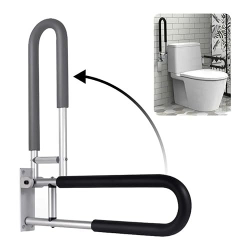 BATH GURU Aluminium Bathroom Flip Up Safety Handrail Support for Senior Citizens, Handicapped, Elderly, Wall Mounted Grab Bars for Toilet Seat, Bathtub 24 Inch, Silver Pack of 1 - Image 1