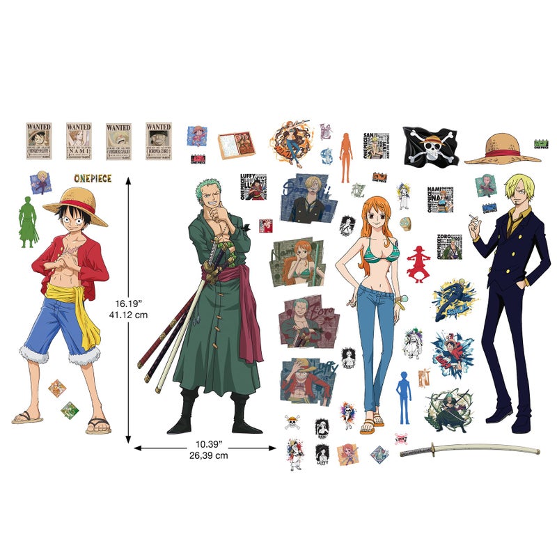 RoomMates RMK5438SCS One Piece Straw Hat Crew Peel and Stick Wall Decal, Brown - Image 4