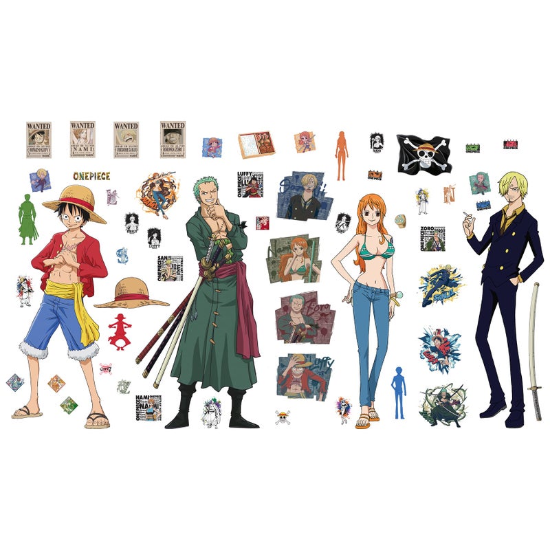 RoomMates RMK5438SCS One Piece Straw Hat Crew Peel and Stick Wall Decal, Brown - Image 1