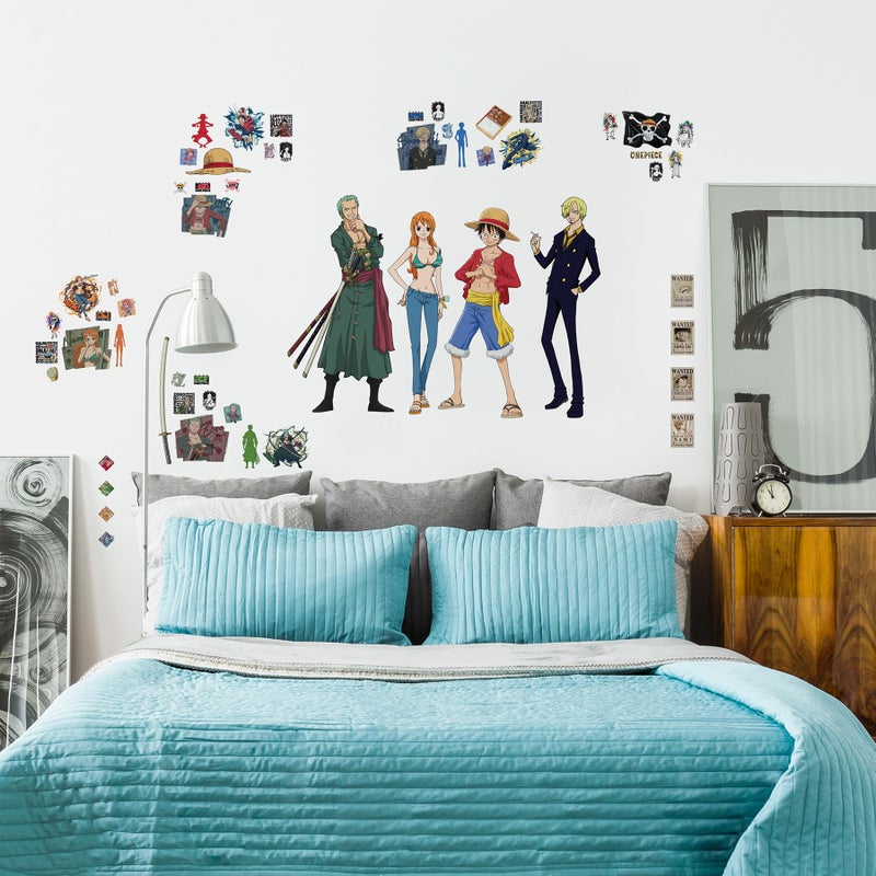 RoomMates RMK5438SCS One Piece Straw Hat Crew Peel and Stick Wall Decal, Brown - Image 2
