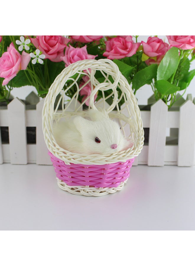 Artificial Hanging Basket Cat Chinese Style Decoration Small Animal Scenic Spot Small White Rabbit Fur Toy Birthday Gift Gift-Color:Not Called Small White Garden Frame All Kinds Of Animals  - Image 3