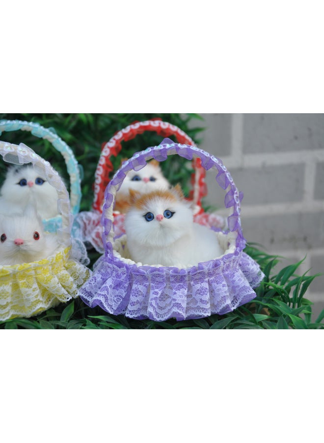 Artificial Hanging Basket Cat Chinese Style Decoration Small Animal Scenic Spot Small White Rabbit Fur Toy Birthday Gift Gift-Color:Not Called Small White Garden Frame All Kinds Of Animals  - Image 5