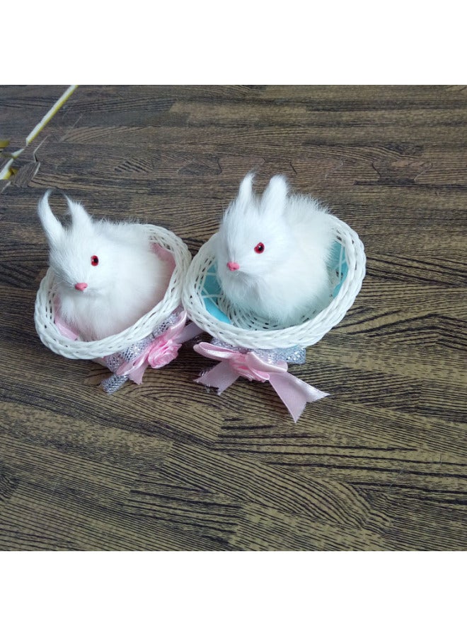 Artificial Hanging Basket Cat Chinese Style Decoration Small Animal Scenic Spot Small White Rabbit Fur Toy Birthday Gift Gift-Color:Not Called Small White Garden Frame All Kinds Of Animals  - Image 1