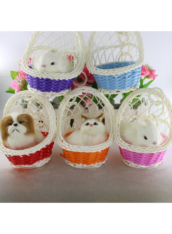 Artificial Hanging Basket Cat Chinese Style Decoration Small Animal Scenic Spot Small White Rabbit Fur Toy Birthday Gift Gift-Color:Not Called Small White Garden Frame All Kinds Of Animals  - Image 2