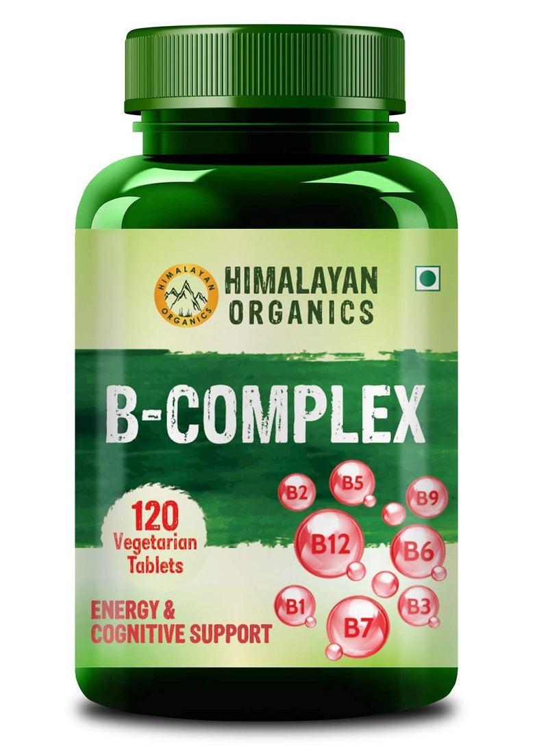 Himalayan organics Himalayan Organics Vitamin B Complex (B1, B2, B3, B5, B6, B7, B9 & B12) Energy and cognitive support, 120 Veg Tablets  - Image 1